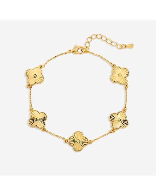 Jon Richard Metallic 14K Plated Diamond Cut Clover Bracelet
