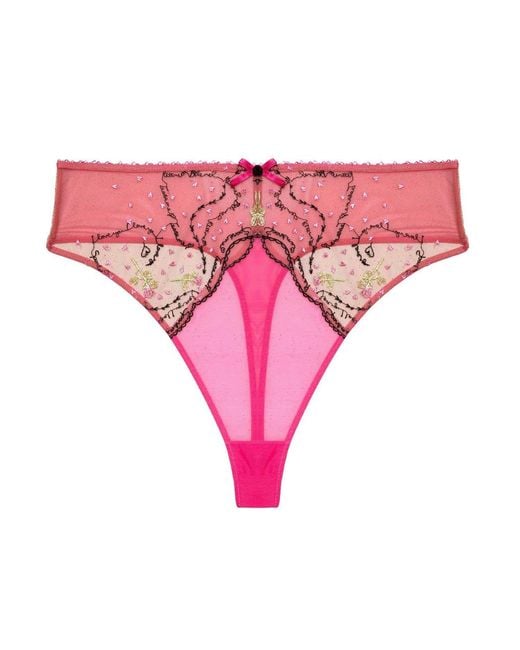 Playful Promises Pink Spank Me & Nude Custom Embroidery High Waist