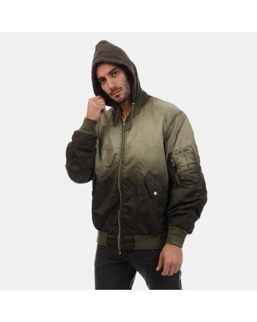 DIESEL Green Bomber Jacket for men