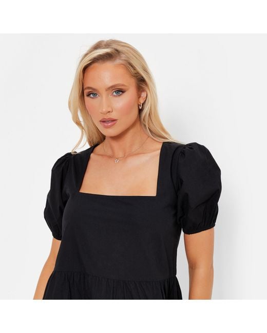 I Saw It First Black Isawitfirst Puff Sleeve Tiered Smock Dress