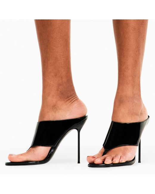 Paris Texas Black Lidia Thong Heeled Mules