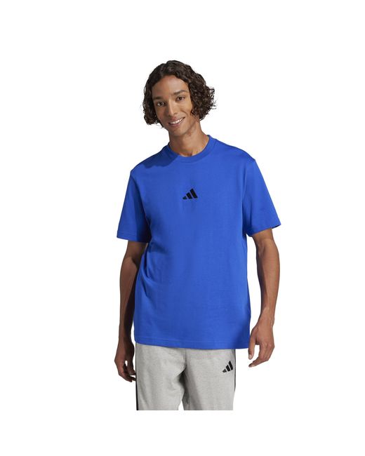 Adidas Blue Essentials Single Jersey Logo T-Shirt for men