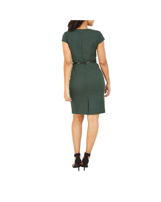 Yumi' Green Belted Pencil Dress