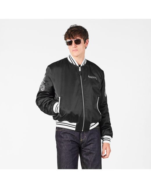 McQueen Black Tailored Bomber Jacket for men