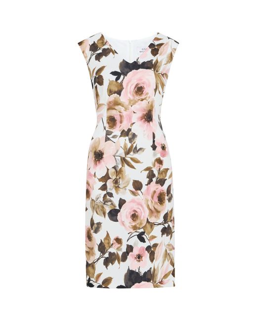 Gina Bacconi White Jolene Floral Print Scuba Dress