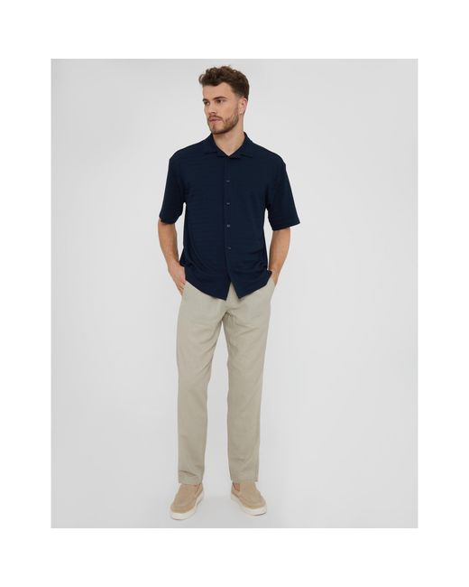 Threadbare Blue Drewrea Short-Sleeve Patterned Shirt for men