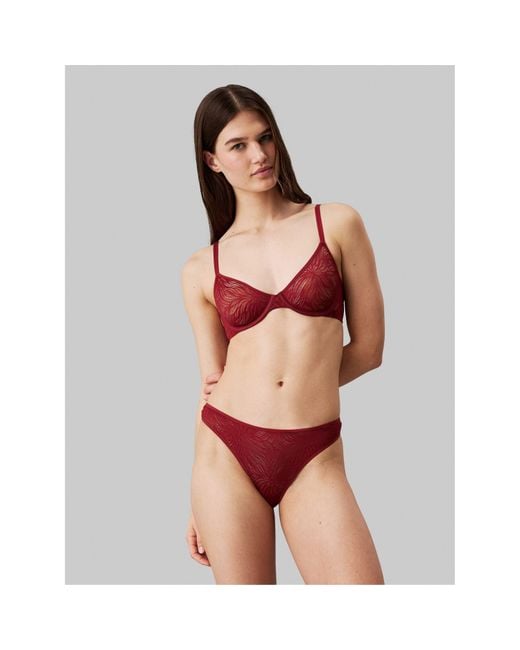 Calvin Klein Red Thong Sheer Marquisette