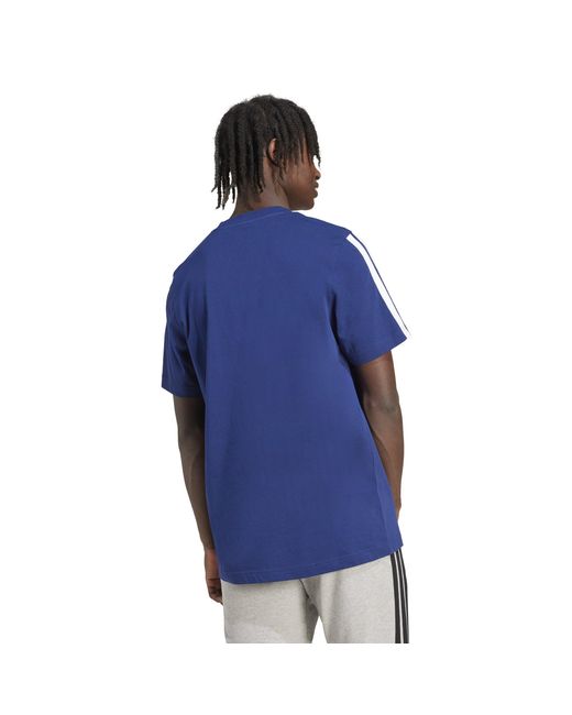 Adidas Blue Essentials 3-Stripes T-Shirt for men