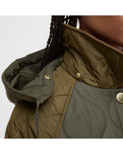 Barbour Green Lilian Detachable Hood 2-In-1 Long Sleeve Quilted Jacket