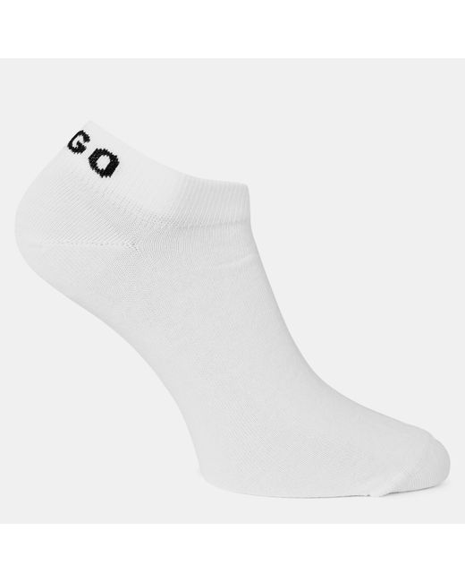 HUGO White 3 Pack Cotton Ankle Socks With Logo Detail