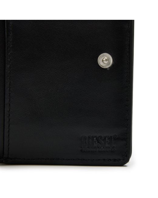 DIESEL Black Tri Fold Card Holder for men