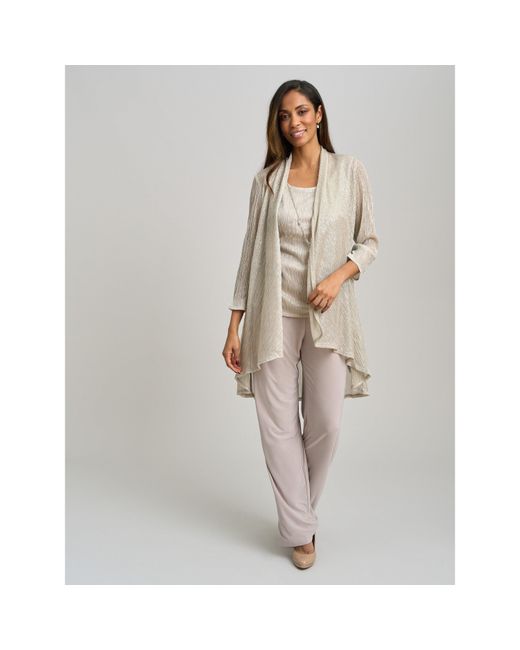 Gina Bacconi Natural Natasha 3 Piece Metallic Trouser Suit