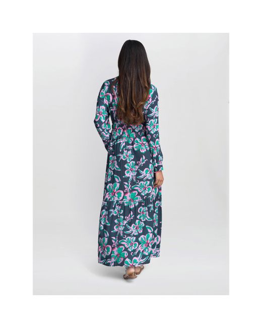 Gina Bacconi Blue Rosalee Belted Fit And Flare Dress
