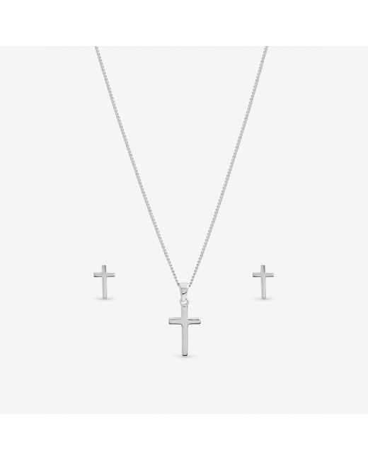 Inicio Blue Sterling Plated Cross Set