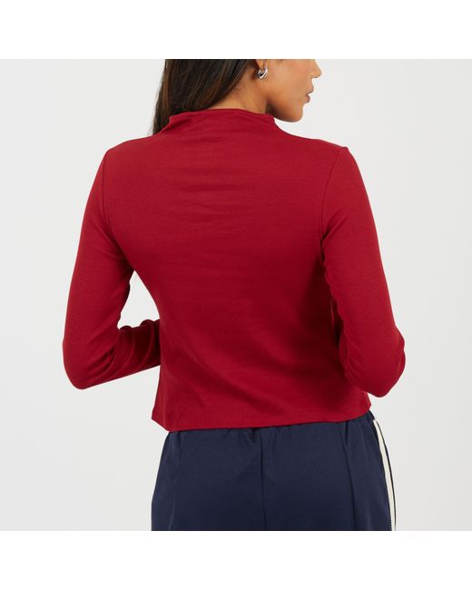 Brave Soul Red Bs Long Sleeve Button Through Top