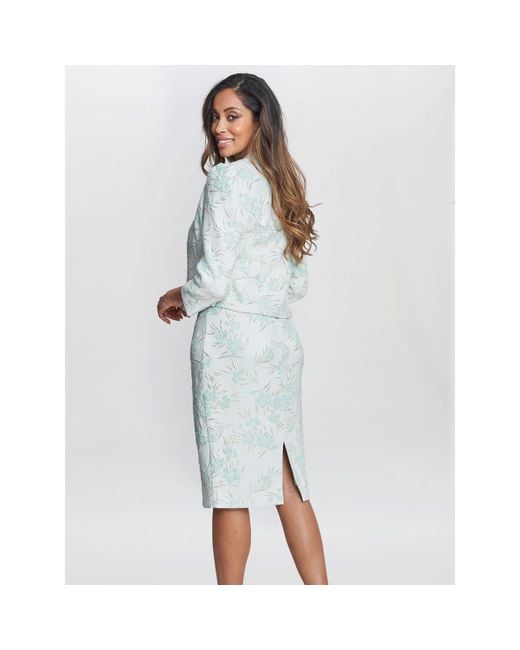 Gina Bacconi Blue Eva Floral Jacquard Dress And Jacket