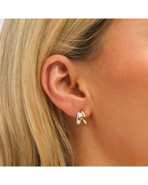 Jon Richard Metallic Two Tone Double Row Hoop Earrings