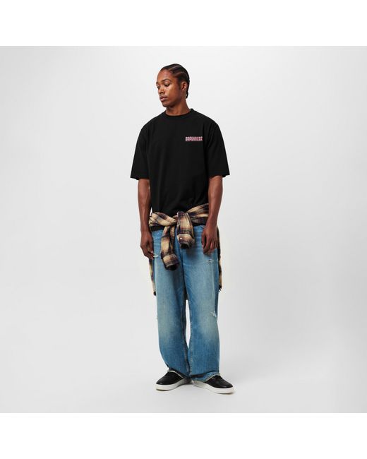 DSquared² Black Loose Fit Oversized T-Shirt for men