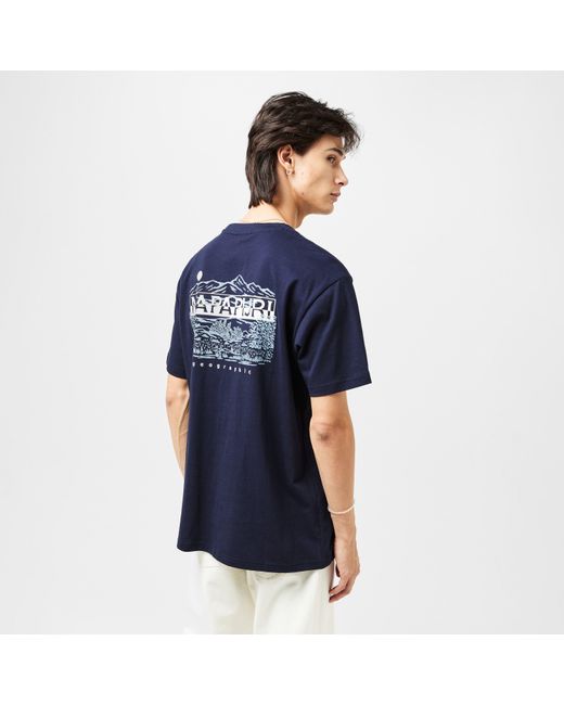 Napapijri Blue Graphic T-Shirt for men