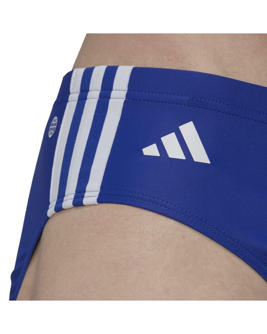Adidas Blue 3 Stripe Swim Briefs for men