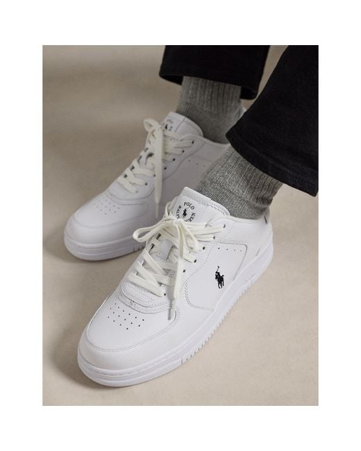 Polo Ralph Lauren White Masters Court Suede Trainers