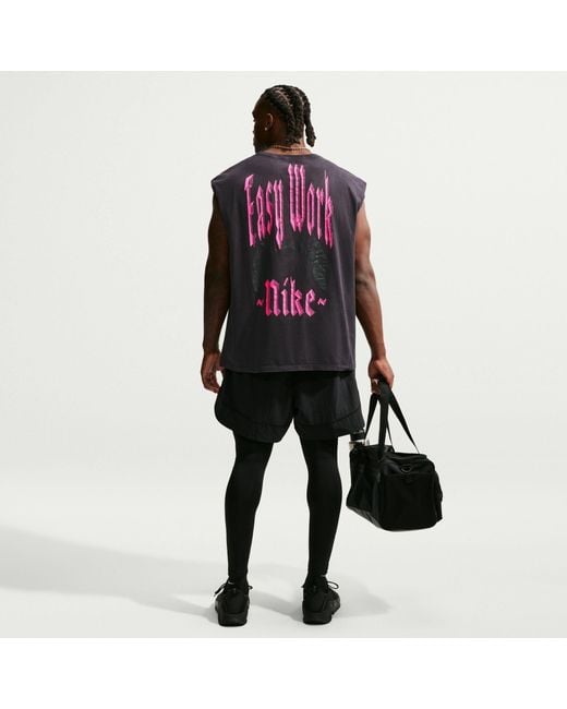 Nike Blue Pro Dri-Fit Crew-Neck Sleeveless Slim-Fit Vest for men