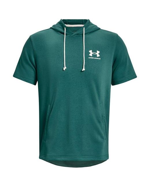 Under Armour S Rival Short Sleeve Hoodie Green S for Men Lyst UK