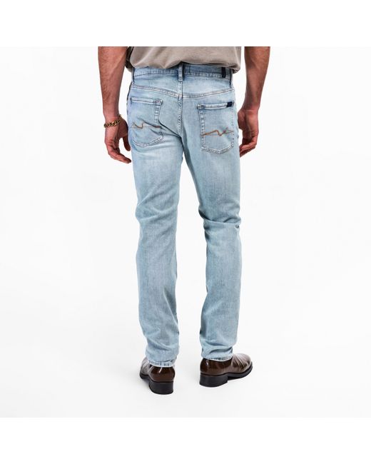7 For All Mankind Blue Straight Leg Jeans for men