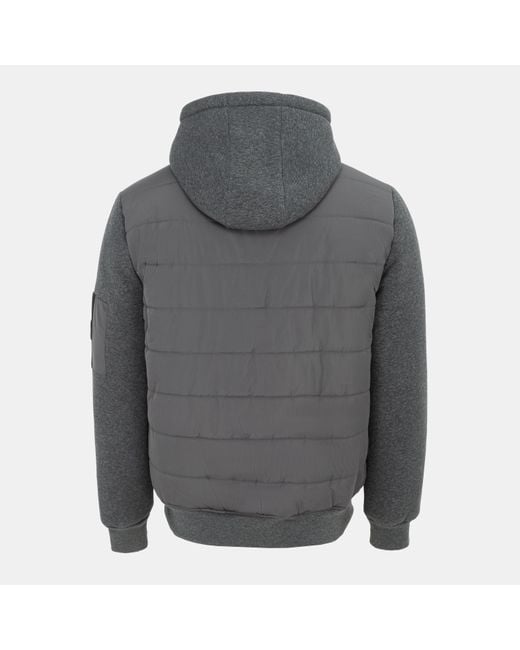 Firetrap Gray Fleece Hooded Long Sleeve Hybrid Jacket for men