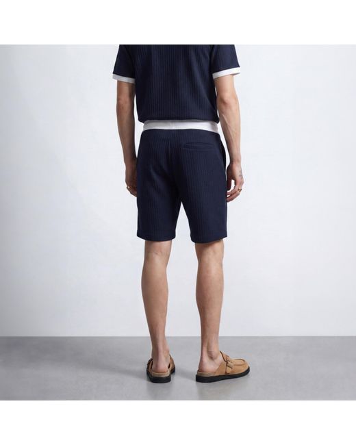Twisted Tailor Blue Henry Textured Shorts for men