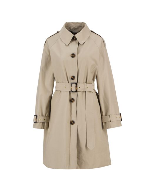 Barbour Natural Maia Showerproof Cotton Long Sleeve Trench Coat