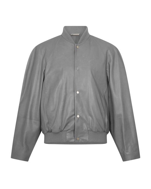 Fear Of God Gray Leather Jacket for men
