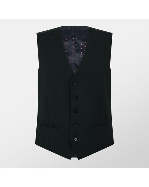 Ted Baker Black Textured Slim Waistcoat for men
