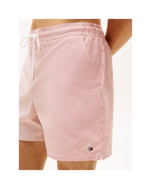 Tommy Hilfiger Pink Ithaca Medium Seersucker Swim Shorts for men