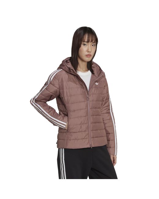 Adidas Originals Brown Premium Slim Hooded Long Sleeve Slim Fit Short Puffer Jacket
