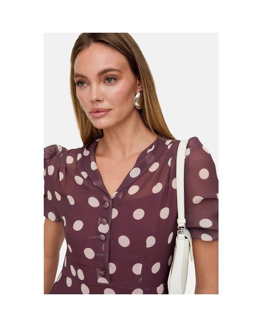 Lily and Lionel Red Julia Button Down Polka Dot Print Maxi Dress