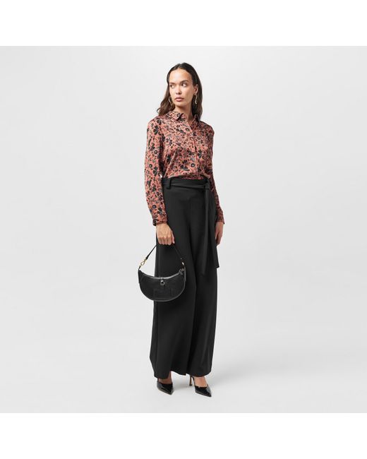 French Connection Brown Jeanie Ennis Satin Long-Sleeve Blouse