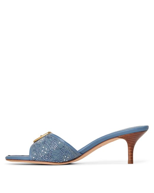 COACH Blue Margot Kitten Heeled Mules