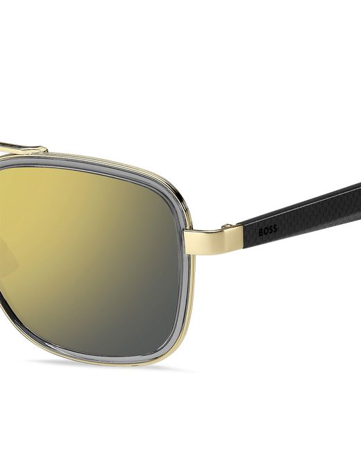 Boss Multicolor Double Bridge Round Sunglasses for men