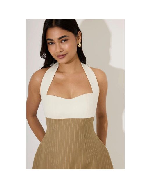 Odd Muse Natural Halter Mini Dress