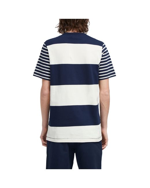 French Connection Blue Odd Stripe Mix T-Shirt for men