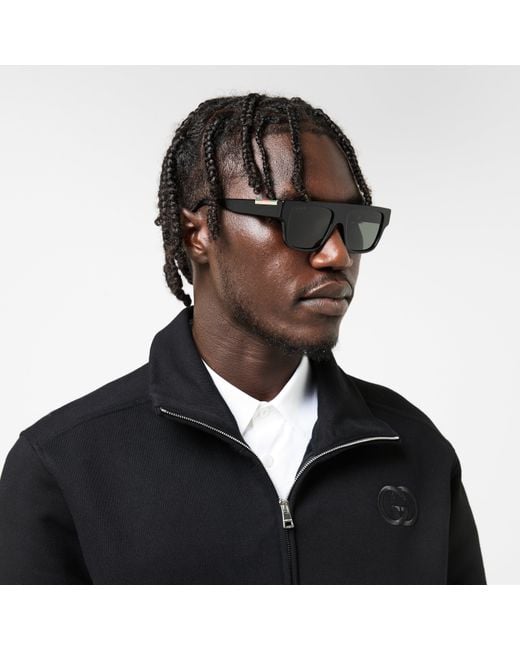 Gucci Gray Uv Protection Rectangle Sunglasses for men