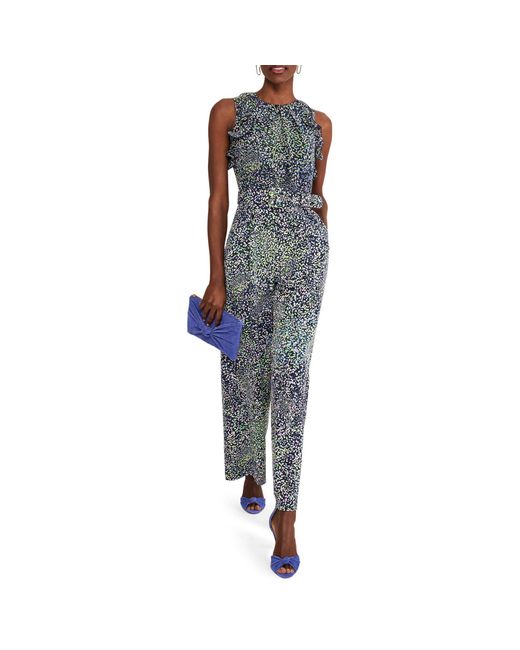 Phase Eight Gray Maggie Ditsy Ruffle Jumpsuit