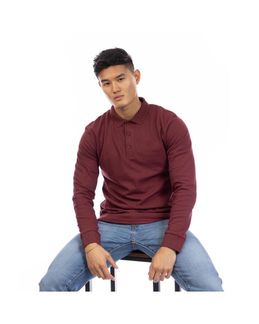 Peter Werth Red Barone Long Sleeve Polo Shirt for men