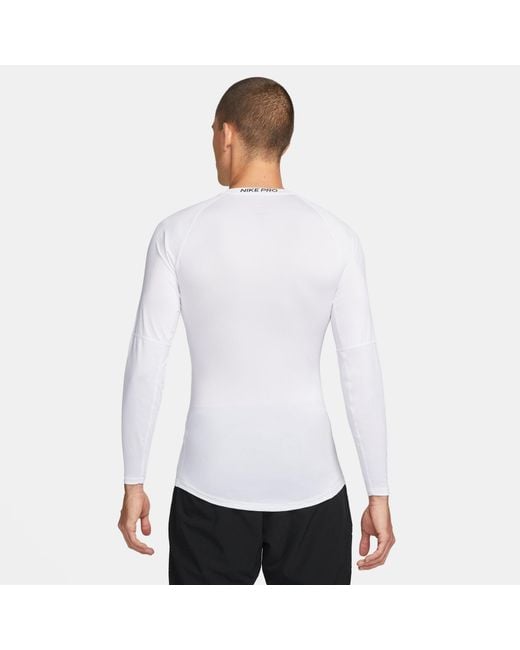 Nike White Pro Dri-Fit Tight Long-Sleeve Fitness Top for men