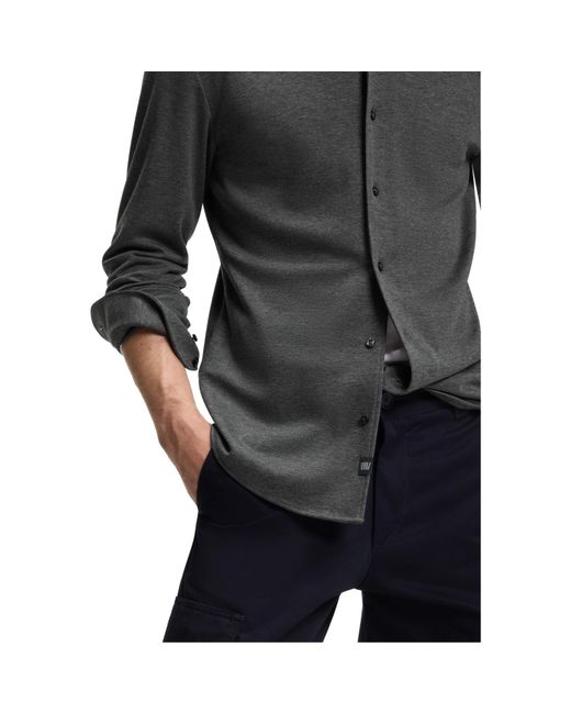 Boss Gray Rudy Double Breasted Lyocell Long Sleeve Slim Fit Shirt for men
