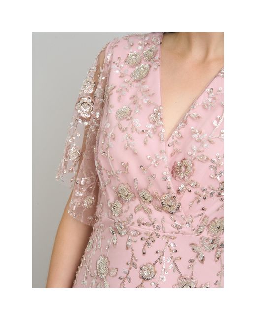 Gina Bacconi Pink Myla Beaded Maxi Dress