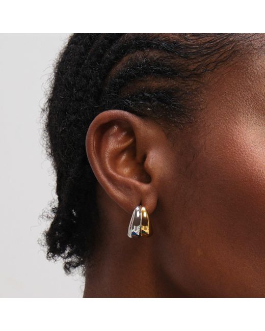 Jon Richard Metallic Two Tone Waterproof Ribbed Dome Earrings