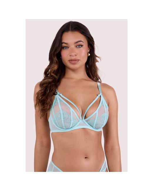 Playful Promises Green Valerie Embroidery & Mesh Plunge Bra