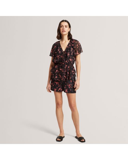Ted Baker Black Soft Woven Peplum Top